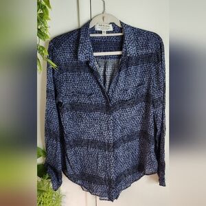 ✨🌿 Cloth & Stone Blue Floral Button-Up Blouse  🌿✨